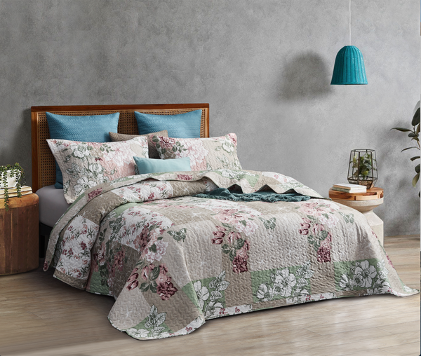 Patchwork butterfly floral quilted  coverlet/bedspread set