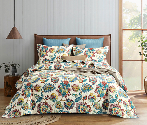 rainbow lucky lotus  quilted coverlet/bedspread set
